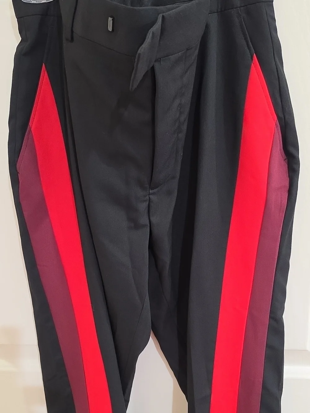 boohooMAN Slim Fit Colour Block Belted Suit Set Black & Red Love Island 36R 30R